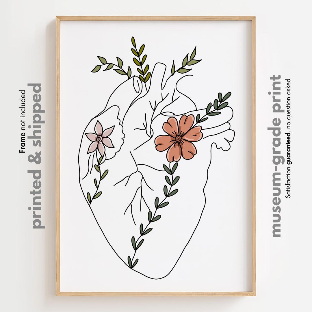 Floral Heart Anatomy Art Print: Medical Student Gift - Etsy