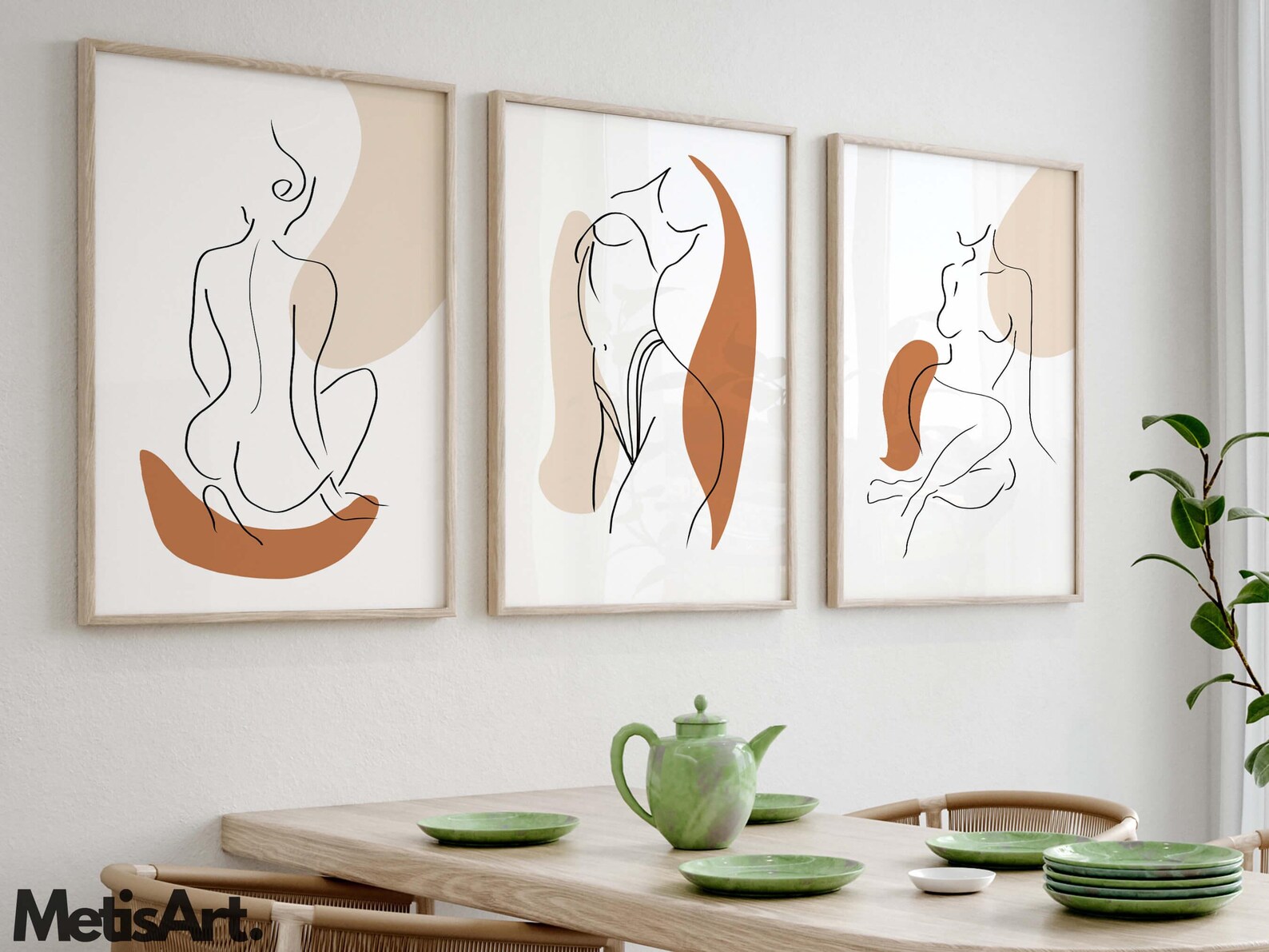 Nude Female Line Art Set of 3 - Minimalist Abstract Woman Body Wall ...