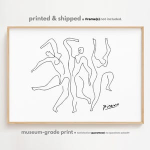 Dessin au trait danseur Picasso, impression d'art Picasso, impression art trait Picasso, affiche d'art de l'exposition, croquis d'art mural Picasso, art mural moderne