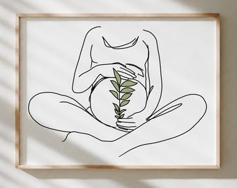 Lámina decorativa de mujer embarazada para habitación infantil minimalista y decoración de pared para la maternidad.