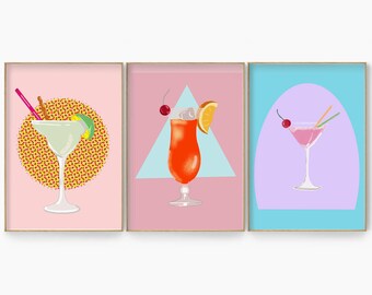 Pop Art Cocktail Print, Cocktail Glass Wall Art, Pop Art Illustration, Contemporary Poster, Bar Poster Wall Decor, Kitchen Wall Art