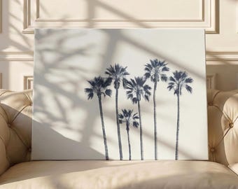 Monochrome Palm Tree Art Print - Minimalist California Coastal Wall Decor