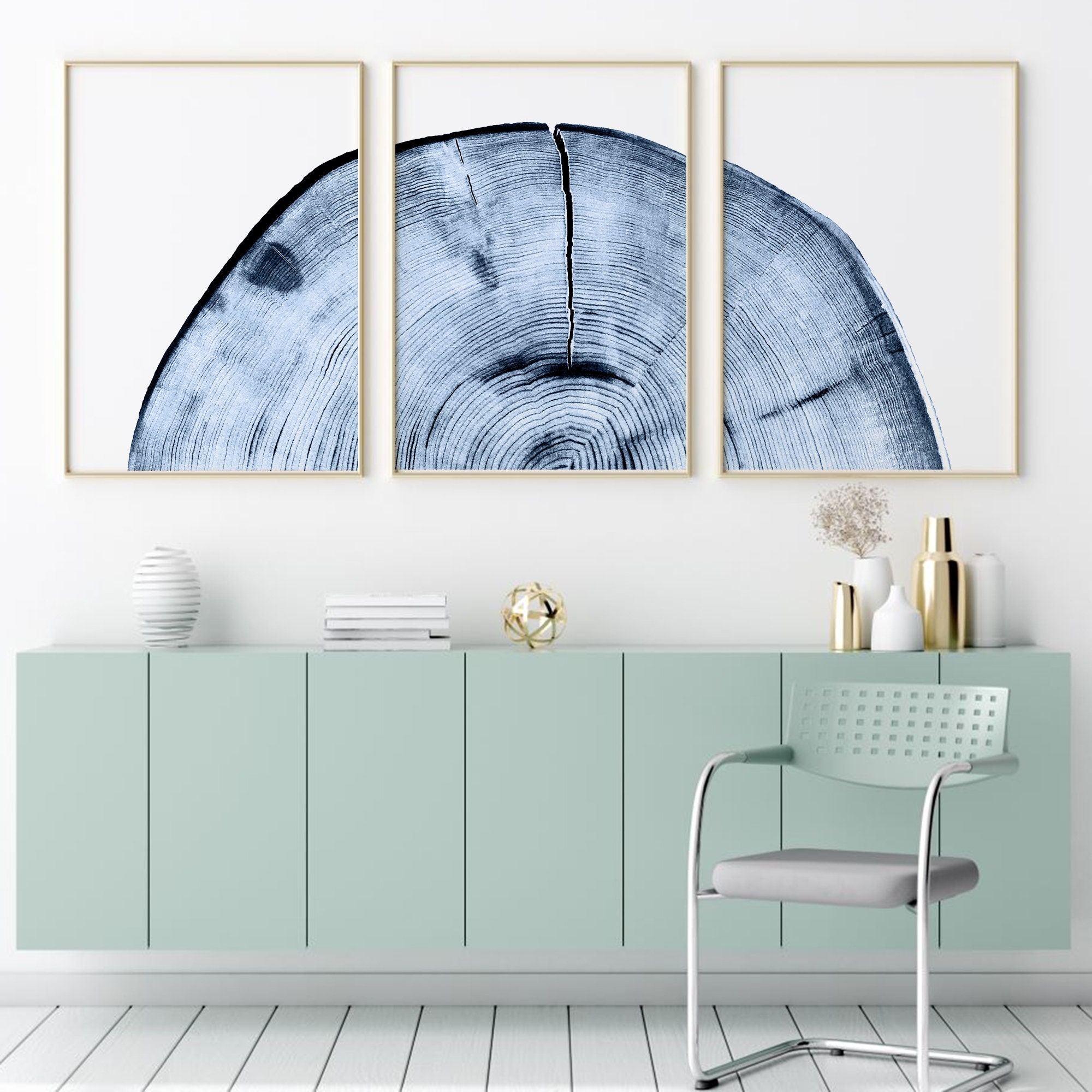 Navy Blue Tree Ring Print Navy Blue Tree Log Slice Wall Art Etsy