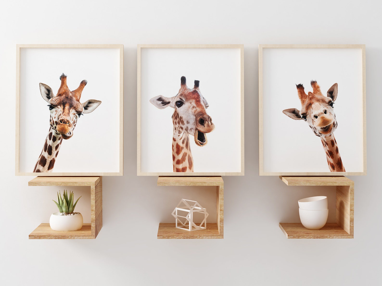Colorful Giraffe Art Print Set Funny Giraffe Wall Art Etsy