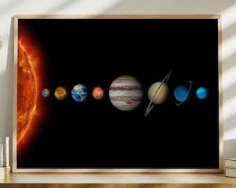 Solar System Planets Art Print - Educational Space Poster for Kids Room Decor