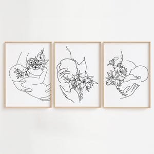 Impresión floral de doula, decoración de centro de maternidad, arte de lactancia materna, póster de embarazo, regalo para nueva mamá, impresión artística de partera, regalo para recién nacido, arte de lactancia