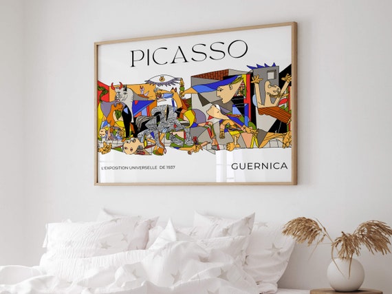 カラフルなピカソのゲルニカプリント：現代抽象芸術（デジタル