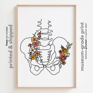 Flower Pelvic Wall Art, Medical Student Gift, Feminine Anatomy Print, Botanical Pelvic Art, Orthopedic Poster, Anatomical Print, Pt Gifts