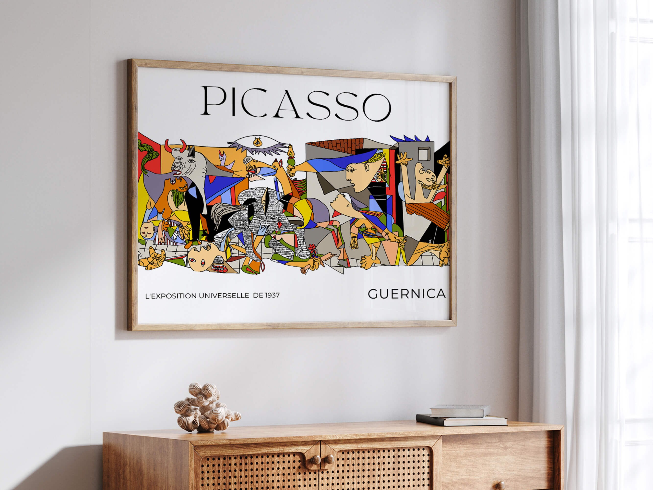 カラフルなピカソのゲルニカプリント：現代抽象芸術（デジタル