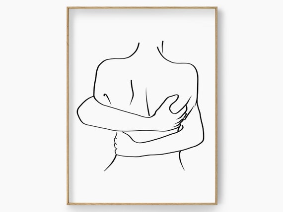 Abstract Couple Line Art Romantic Poster Couple One Line Art Body Couple  One Line Drawing Love Line Art Print Hugs Line Art Minimalist 