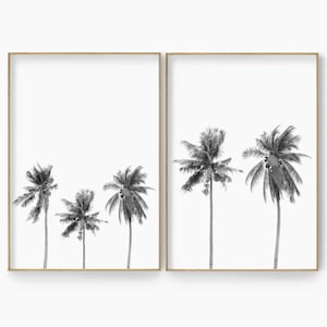 Black and White Palm Tree Print, Palm Tree Wall Art, Set of 2 Prints, Palm Leaves, Palm Leaf, Palm Leaf Print, Printable, Photography