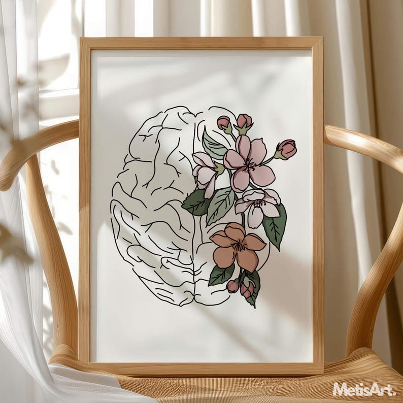 Cerebrum Flower Anatomy Art Print - Medical Neurology & Psychology Gift ...
