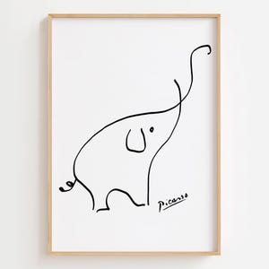 Picasso Elephant Art Drawing, Picasso Elephant Print, Exhibition Print, Nursery Picasso Poster, Picasso Animal Sketch, Modern Gallery Wall