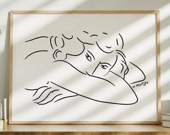 Matisse Woman Line Art - Horizontal Minimalist Bedroom Poster