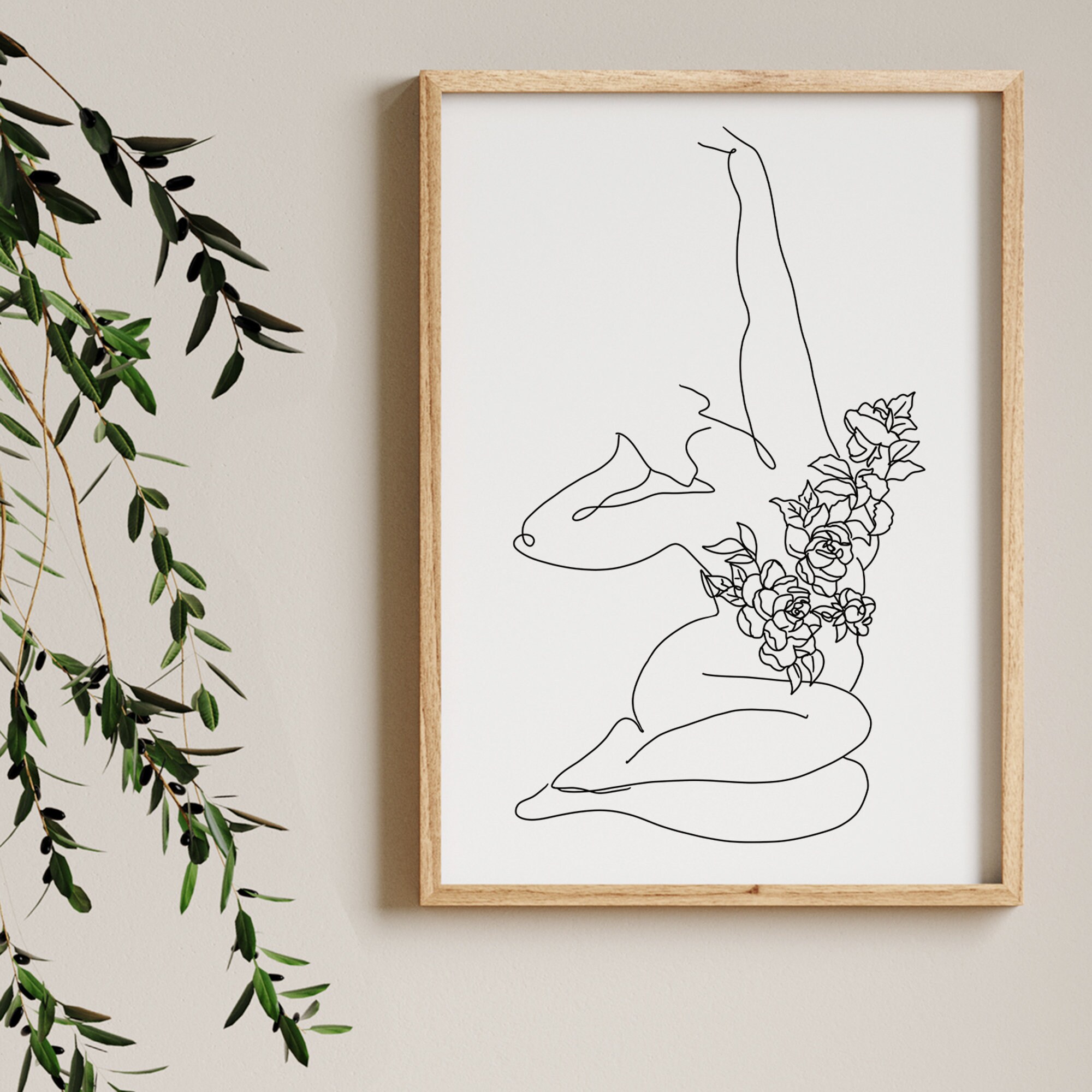 Curvy Woman Line Drawing, Continuous Line Art, Body Positive