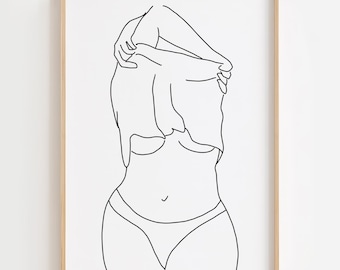 Minimalist Curvy Woman Line Art Print: Body Positive Diversity (Digital Download)