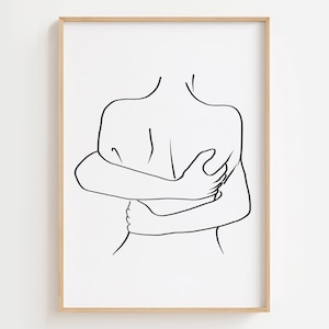 Abstraktes Paar Line Art Romantisches Poster Paar One Line Art Körperpaar One Line Zeichnung Liebe Line Art Print Hugs Line Art Minimalist