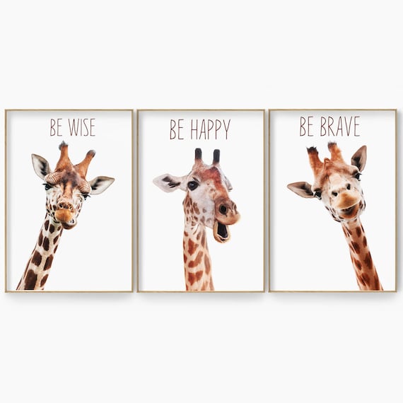 Impression de girafe ensemble de 3, girafe Wall Art ensemble