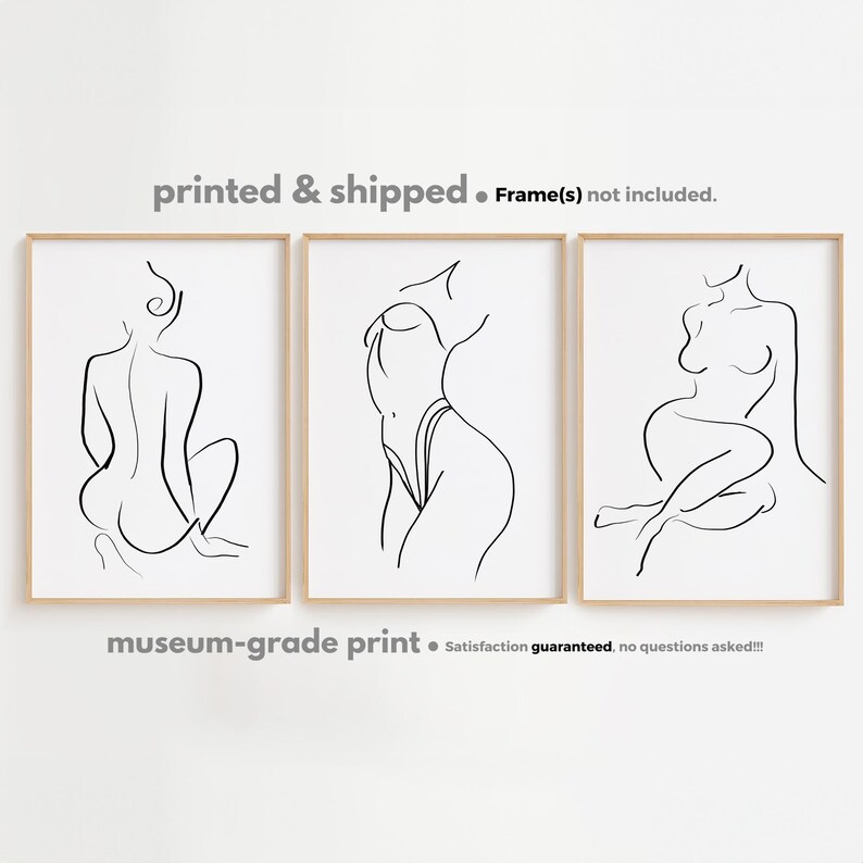 Minimalist Nude Woman Line Art Print Set - Bedroom Wall Decor Poster - Etsy