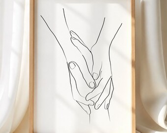 Holding Hands Line Drawing - Anniversary Gift Poster