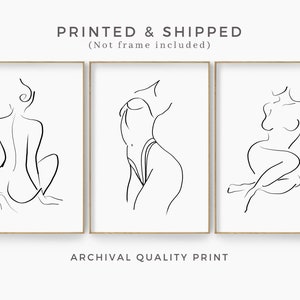 Nude Woman Line Art Set of 3 Prints Line Drawing Wall Art - Etsy