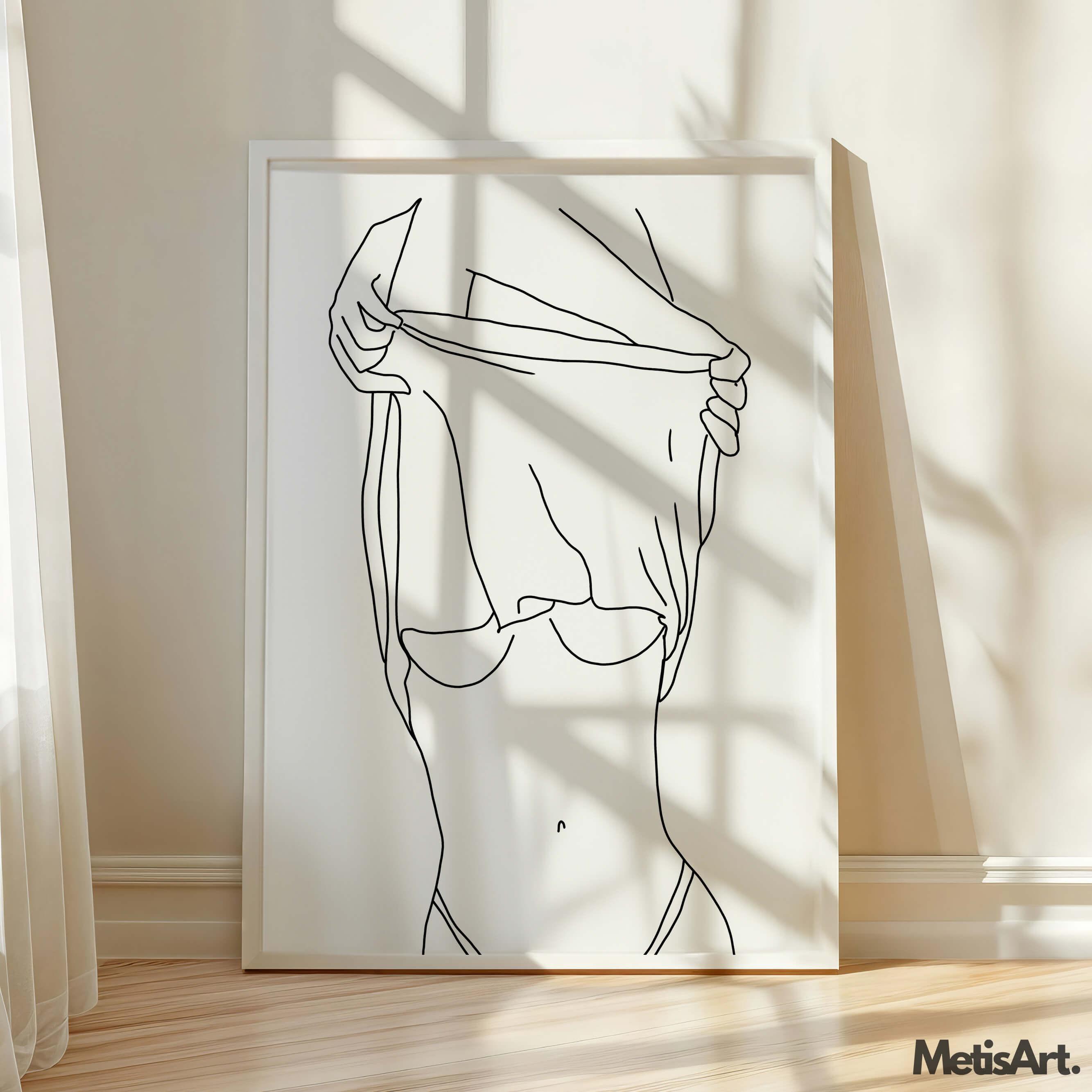 Minimalist Woman Figure Line Art Print - Sexy Bedroom Bathroom Wall ...