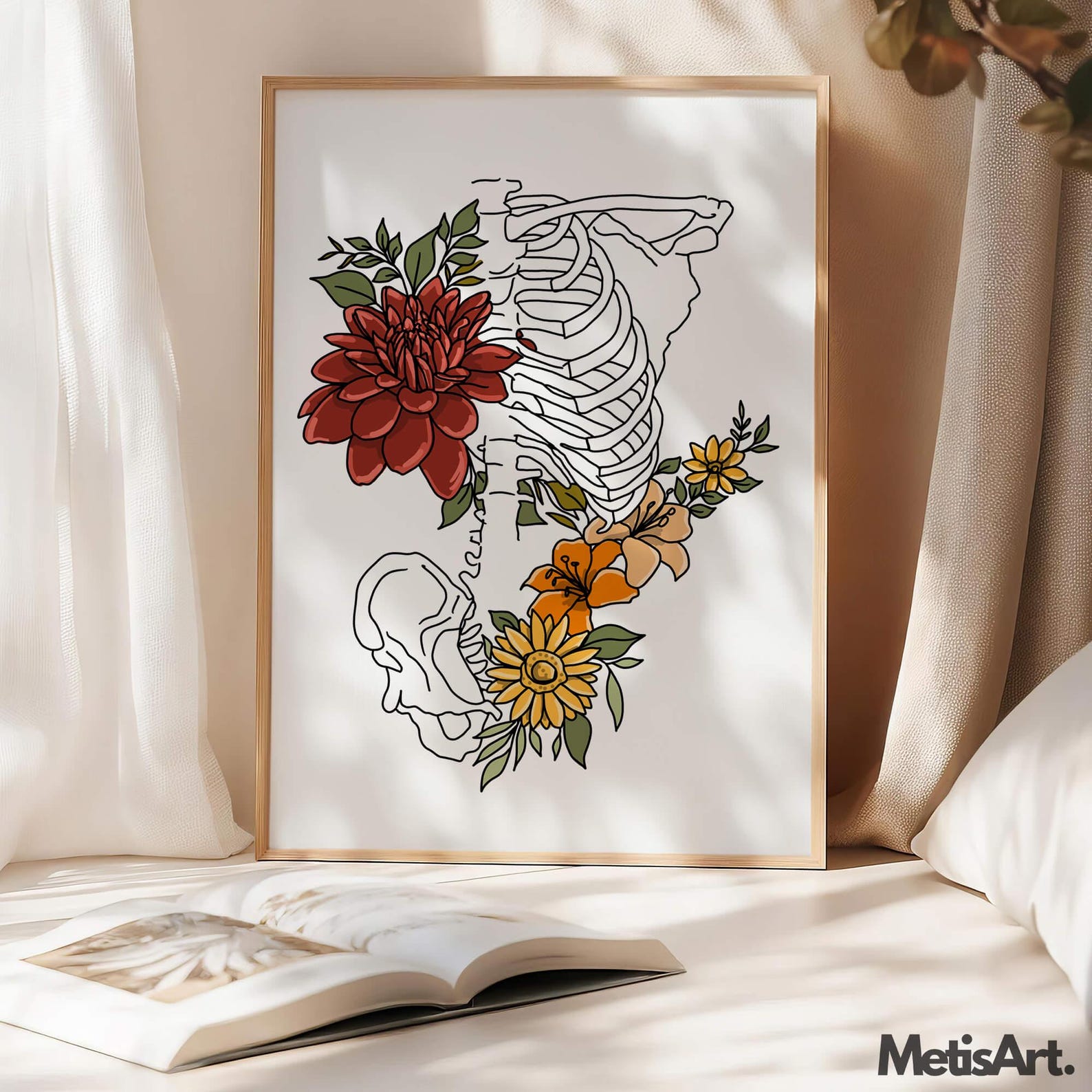Floral Rib Cage Anatomy Art Print: Medical Decor - Etsy