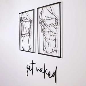Couple Get Naked Metal Wall Decor, Get Naked Wall Art Metal, Bedroom Metal Wall Art, Bathroom