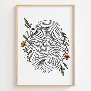 Plakat z odciskiem palca kwiatu, sztuka odcisku palca DNA, sztuka ścienna do biura CSI, dekoracja miejsca zbrodni, prezent z zakresu nauk kryminalistycznych, wydruk do biura laboratorium genetycznego
