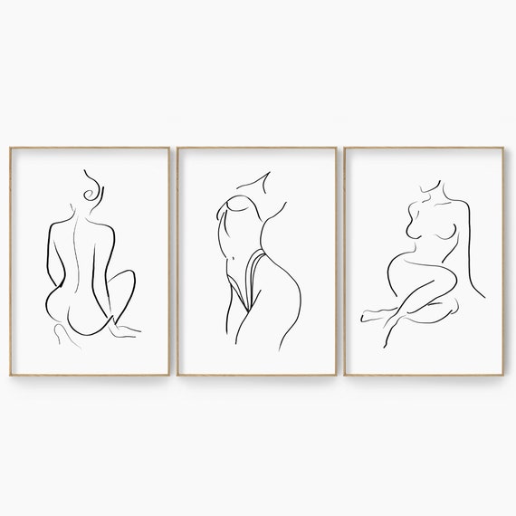 Minimal woman body Digital Art Print Line Art Female figure art print DIGITAL DOWNLOAD Poster/ Wall Art Nude woman line drawing