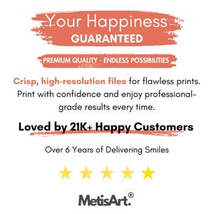 Puede incluir: Fondo blanco con texto en negro y coral. El texto dice "Your Happiness GARANTIZADO" y "CALIDAD PREMIUM - POSIBILIDADES INFINITAS". El texto adicional incluye "Archivos n&iacute;tidos de alta resoluci&oacute;n para impresiones impecables".