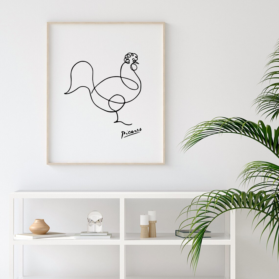 Pablo Picasso Rooster Line Art Print Picasso Chicken Line Etsy