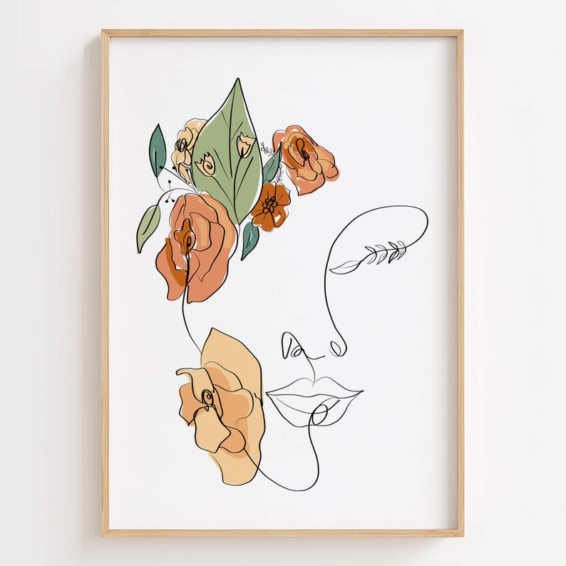 Floral Woman Art Print Set - 6 Piece Botanical Gallery Wall Decor ...