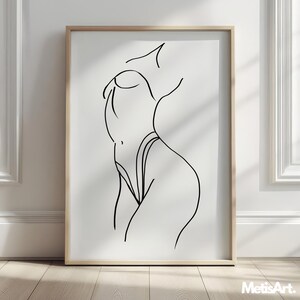 Woman Body Line Art Print, Nude Female Figure Line Art, Naked Woman