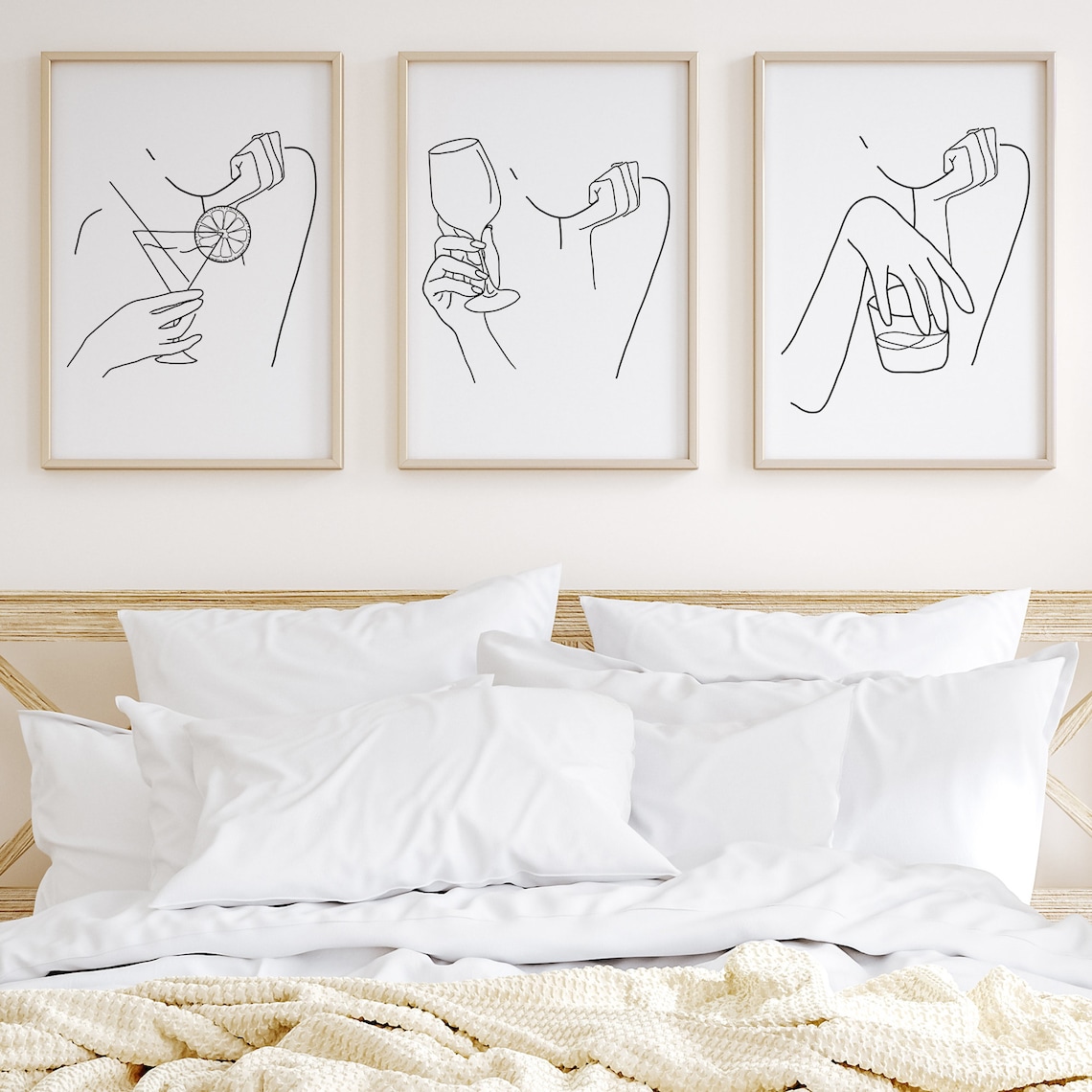 Minimalist Alcohol Line Art Print Set Bar Gallery Wall Art | Etsy