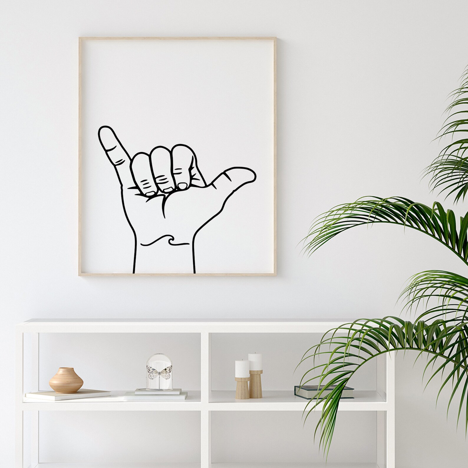 Shaka Hand Line Drawing Shaka Sign Art Print Hand Line Art Etsy