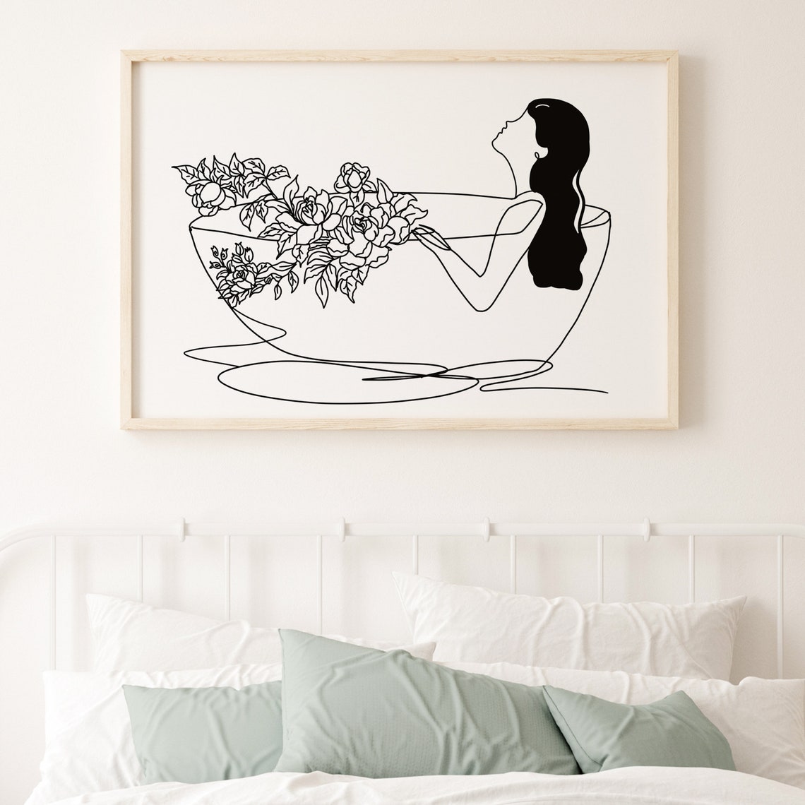 Woman in Bathtub Poster Bathroom Wall Art Decor Flower Woman - Etsy