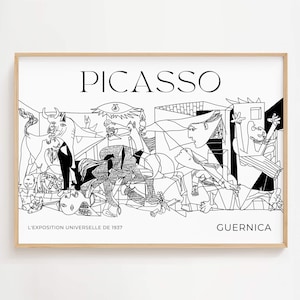 Pablo Picasso Guernica Print, Black and White Picasso Art, Modern Surrealism Artwork, Picasso Line Drawing, Extra Large Wall Art, Abstract