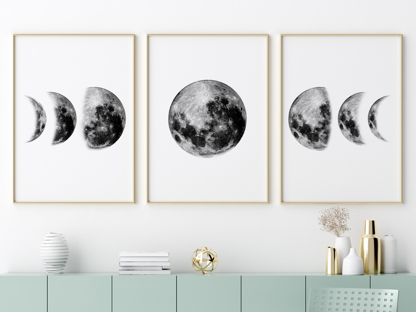 Moon Phases Print Set Celestial Moon Art Modern Boho Poster - Etsy