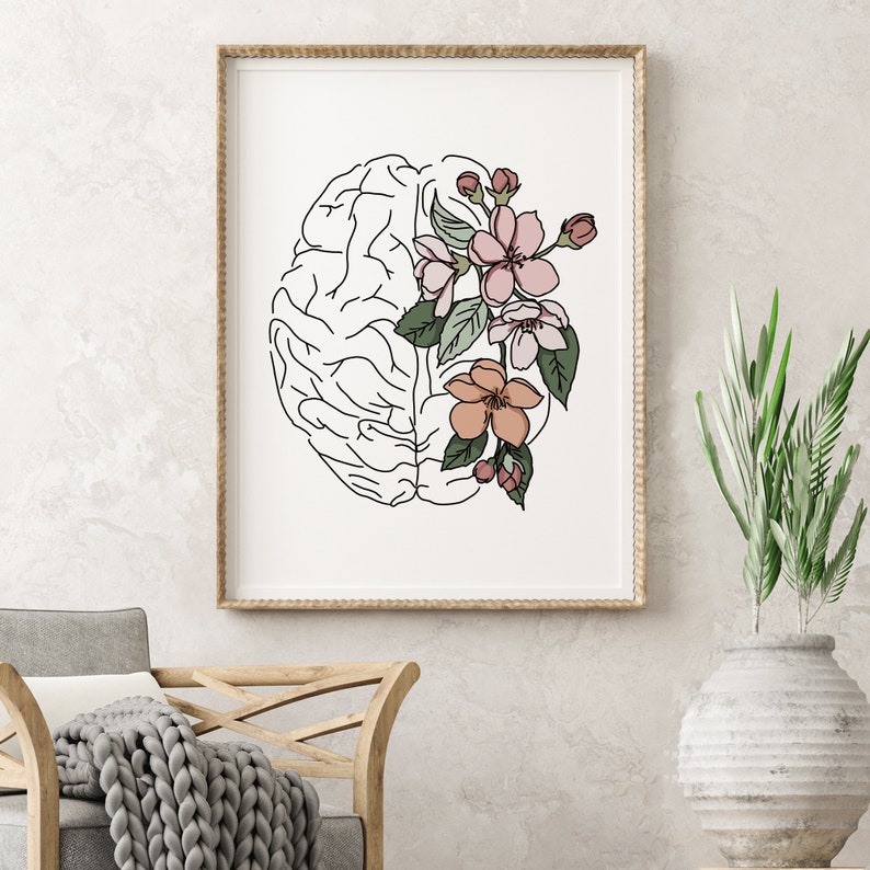 Cerebrum Flower Anatomy Art Print Anatomy Brain Wall Art | Etsy