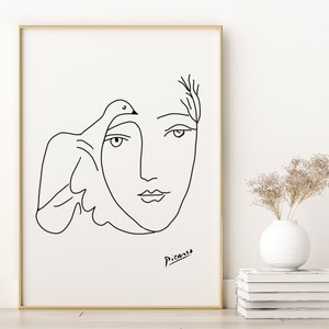 Picasso Woman Dove Line Art Print Picasso Gallery Wall Art - Etsy