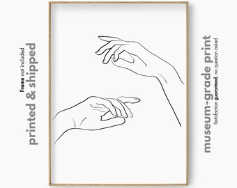 Delicate Hands Art Print, Hands Line Illustration, Neutral Hand Wall Art, Minimalist Line Art, Simple Line Drawing, Female Hands Wall Art