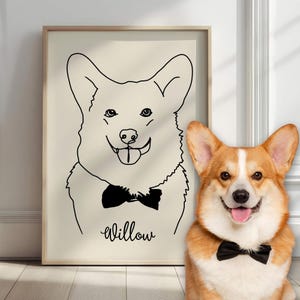Custom Line Art Pet Portrait: Personalized Dog Memorial Art