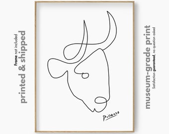 Picasso Bull Head Drawing, Abstract Picasso Bull Print, Picasso Animal Wall Art, Picasso Bull Poster, Minimalist Line Poster, Animal Sketch