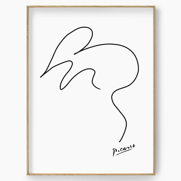 Picasso souris affiche Picasso imprimé animal Picasso dessin au trait moderne Picasso dessin au trait minimal souris affiche chambre d’enfant simple souris mur art
