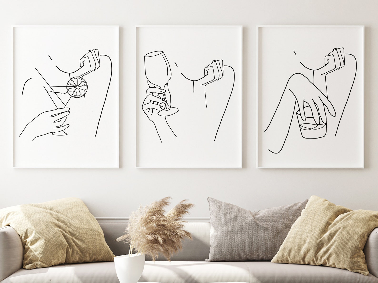 Minimalist Alcohol Line Art Print Set Bar Gallery Wall Art - Etsy