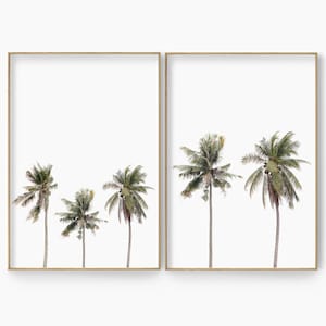 Palm Tree Print, Palm Tree Wall Art, Palm Tree Poster, Palm Tree Photo, Set of 2 Prints, Tropical Wall Art, Tropical Poster Print Digital