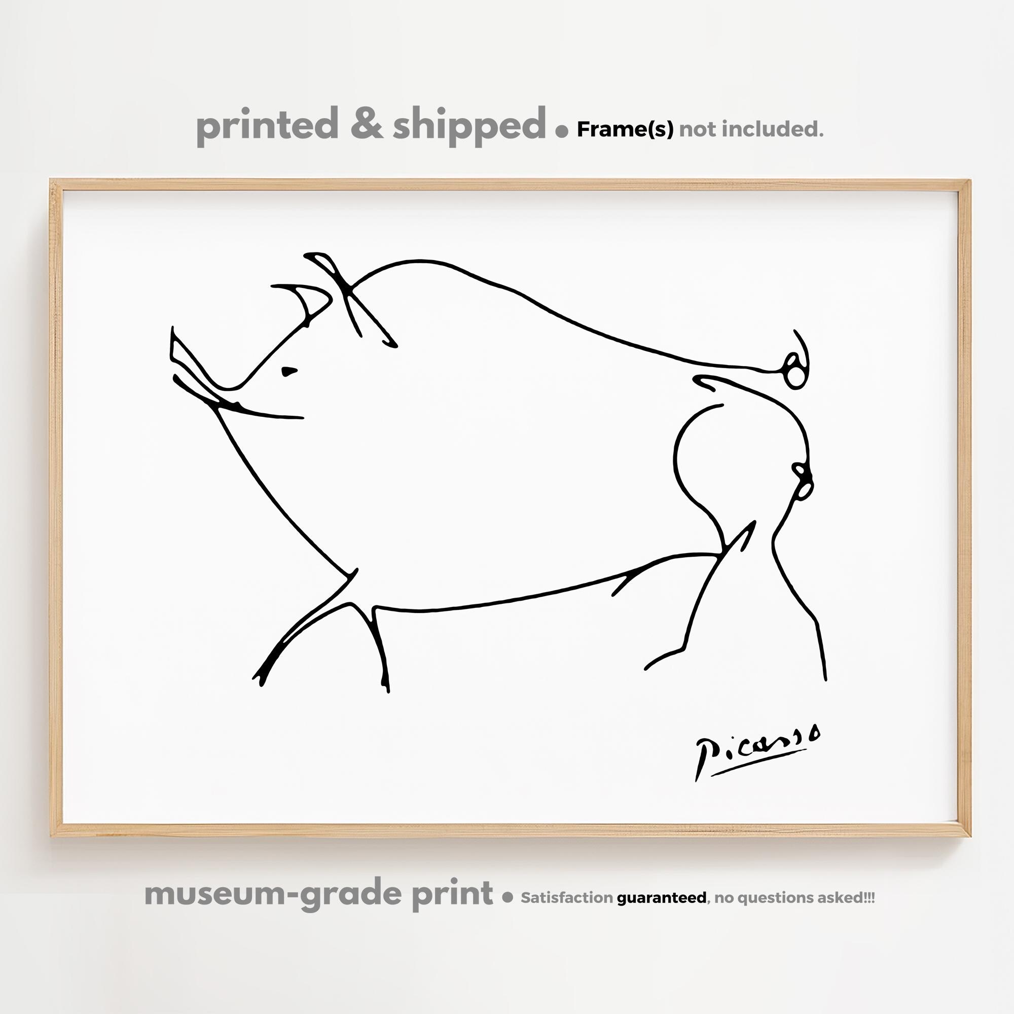 Picasso Pig Line Art Print: Minimalist Animal Drawing