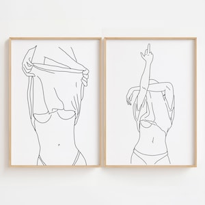 Feminist Line Art Print Set: Girl Power Dorm Room Decor (Digital Download)
