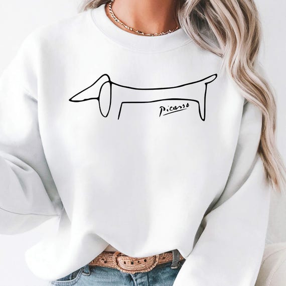 Minimalist Dachshund Sweatshirt: Picasso Line Art Dog Pullover